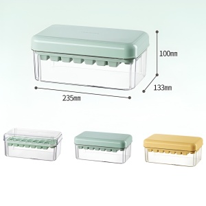 Set Cutie pentru Gheata, Flippy, Uz Casnic, 1 Tavita pentru Cuburi, Capac Etans, Lopata, 23.5x13.3x10 cm, Verde - Img 3