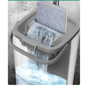 Set de curatenie Flippy, mop si galeata, galeata 5.7 l, 4 rezerve microfibra incluse, design modern, pentru interior, material plastic, peri sintetici, plat, cu storcere, alb - Img 11