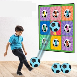 Set de Fotbal Flippy, Joc Recreativ Pentru Copii, Minge cu Scai, Plansa din Material textil, 150 x 150 cm, Model Trofeu, Multicolor - Img 4
