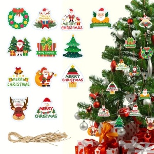 Set Decoratiuni de Craciun pentru Brad, Flippy, Modele Variate, Sfoara Inclusa, 12 Piese, 5.5 x 6.5 cm, Model A, Multicolor - Img 3