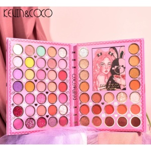 Set farduri 2 in 1 Kevin&Coco, paleta 62 nuante, mini paleta iluminator tip carte, rezistenta ridicata, 22 x 17 cm, 430 g, multicolor - Img 6