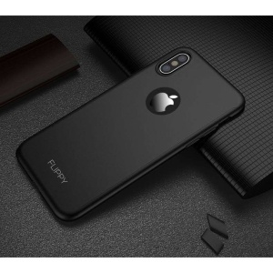 Set Husa si Folie de Protectie, Flippy, Compatibila cu Apple iPhone X, Full Cover 360°, Plastic + Sticla, Negru - Img 14