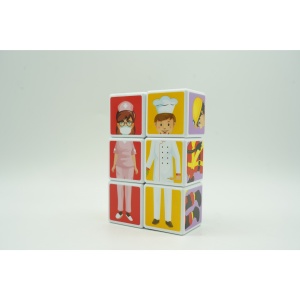 Set inteligent de cuburi magnetice pentru copii, 6 piese, cutie depozitare, puzzle joburi, +3 ani, multicolor - Img 5