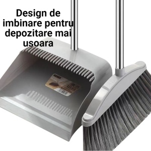 Set matura, faras cu coada si matura silicon, Flippy, Pentru uz casnic, Plastic/Otel, Gri, 90 x 72 x 100 cm - Img 4