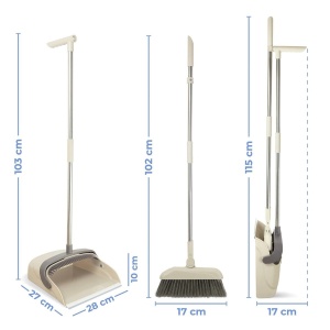 Set matura si faras cu coada, Flippy, Pentru uz casnic, Plastic/Otel, Maro/Bej, Depozitare verticala, 26x25.5x83 cm - Img 6