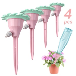 Set picuratoare cu valva pentru irigare Flippy, design floare, viteza reglabila, fixare prin infigere, practic, 16.8 x 9 cm, roz - Img 10