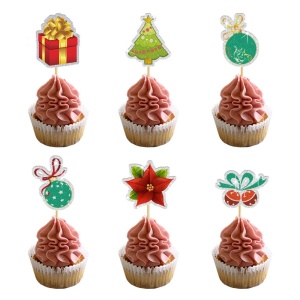 Set Toppere pentru Tort si Prajituri, Flippy, Tematica Craciun, Model Mare Scris Merry Christmas 15.5x14.3 cm, 6 Toppere Mici Modele Variate 5x5 cm, Multicolor - Img 3