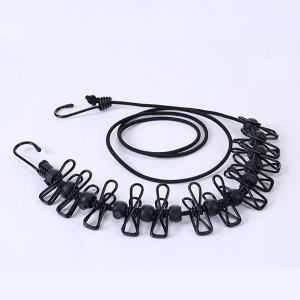 Sfoara pentru Uscarea Hainelor, Flippy, Portabila, 12 Clips-uri Incluse, 180 cm, PP Cablu de Otel, Negru - Img 5