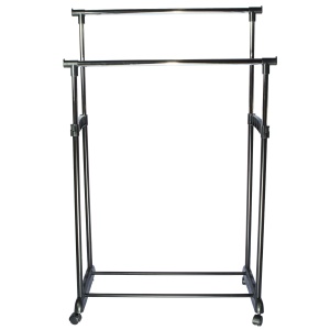 Stand haine dublu, negru, 83x43x94-168 cm - Img 4
