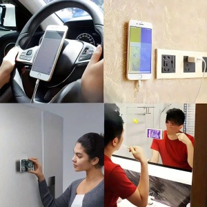 Suport Adeziv Universal, Flippy, pentru Telefon/Tableta, cu 24 Ventuze, potrivit pentru Tik-Tok/Selfie/Vizionare Video, din Silicon, 8 x 5.5 x 1 cm, Roz - Img 5