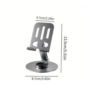 Suport de Birou pentru Telefon sau Tableta, Flippy, din Metal, Pliabil, 5.7 x 13.5 x 8.7 cm, Universal, Gri Metalic - Img 2