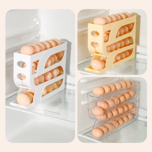 Suport Organizator pentru Oua, Flippy, pentru Frigiderul, Patru straturi, 32x20x7 cm, Transparent - Img 4