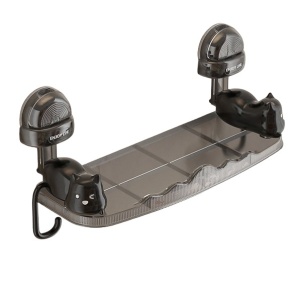Suport pentru Baie, Flippy, Montare pe Perete, Model Pisicute, ABS, Adeziv, Raft pentru Depozitare, 33.4x17.7 cm, Negru - Img 1