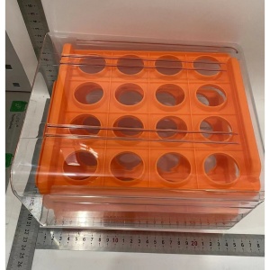 Suport pentru Oua, Flippy, Strat Dublu, Capacitate 32 de Oua, 23.5x21.5 cm, din Plastic, Portocaliu - Img 2