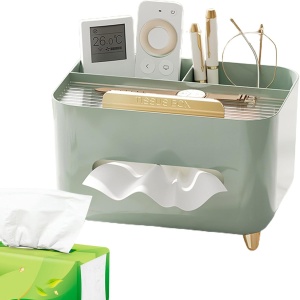 Suport pentru Servetele, Flippy, Cutie Multifunctionala, Design Minimalist, ABS, cu Suport pentru Obiectele Personale, pentru Birou, 21x15x13 cm, Verde - Img 8