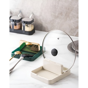 Suport Pliabil, Flippy, pentru Capace, Linguri, Multifunctional, Plasare pe Blatul de Bucatarie, 18.9x16.2x2.6 cm, Crem - Img 3