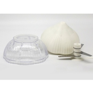 Tocator manual pentru usturoi, in forma de usturoi, cutite rezistente, utilizare prin apasare, material ABS si inox, 9.5x9.5x9.3 cm, alb - Img 5
