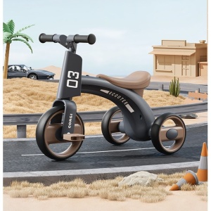 Tricicleta pentru Copii, Flippy, Exercitiu de Echilibru, pentru 1-6 Ani, Functie de Lumini si Sunete, cu Pedale, din Plastic, Roti Gonflabile, Greutate Portanta 60 kg, 57 x 36 x 47 cm, Gri - Img 3
