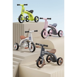 Tricicleta pentru Copii, Flippy, Exercitiu de Echilibru, pentru 1-6 Ani, Functie de Lumini si Sunete, cu Pedale, din Plastic, Roti Gonflabile, Greutate Portanta 60 kg, 57 x 36 x 47 cm, Alb - Img 4