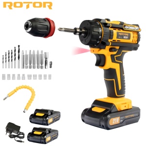 Trusa autofiletanta pe acumulator 21V ROTOR RCD21 + biti, 1350 RPM, Brushless - Img 3