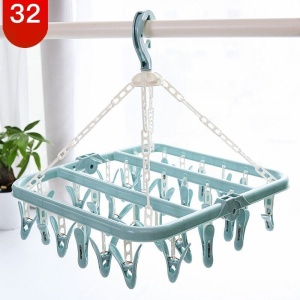 Uscator de rufe Flippy, 32 de cleme, Plastic, Pliabil, rotire 360 grade, 32x32 cm, Albastru - Img 3