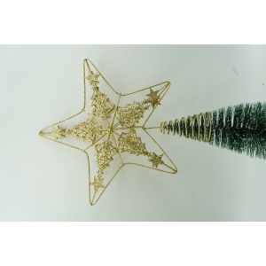 Varf decorativ de brad, Auriu, in forma de Stea, design de braduti, din Plastic/Metal, 24 cm x 27 cm, Interior/Exterior, Flippy - Img 2