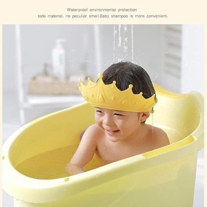 Viziera de Protectie Baie Pentru Copii, Fippy, Model Coroana, Dimensiune ajustabila, Durabil, Usor de curatat, Impotriva Samponului, pentru Ochi si Urechi, TPE+PP, Galbena - Img 5