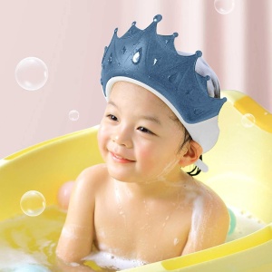 Viziera de Protectie Baie Pentru Copii, Fippy, Model Coroana, Dimensiune ajustabila, Durabil, Usor de curatat, Impotriva Samponului, pentru Ochi si Urechi, TPE+PP, 15x13 cm, Albastru Inchis - Img 10