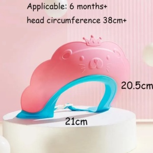 Viziera de Protectie Baie Pentru Copii, Fippy, Model Coronita Leu, Dimensiune ajustabila, Durabil, Usor de curatat, Impotriva Samponului, pentru Ochi si Urechi, TPE+PP, 21x20.5 cm, Roz - Img 4