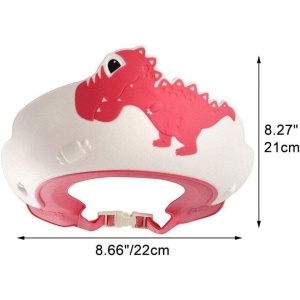 Viziera de Protectie Baie Pentru Copii, Fippy, Model Dinozaur, Dimensiune ajustabila, Durabil, Usor de curatat, Impotriva Samponului, pentru Ochi si Urechi, TPE+PP, 22x21 cm, Rosu - Img 4