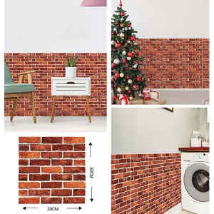 10 x Placi Tapet Autocolant 3D cu Imitatie de Caramida, pentru Perete Bucatarie Sufragerie, Usor de Curatat, Rezistent la Apa, Autoadeziv, 30x30 cm, Rosu - Img 7