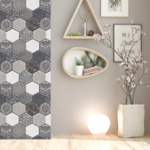 10 x Placi Tapet Autocolant 3D cu Imitatie de Marmura Hexagonala, pentru Perete Bucatarie Sufragerie, Usor de Curatat, Rezistent la Apa, Autoadeziv, 30x30 cm, Gri - Img 8