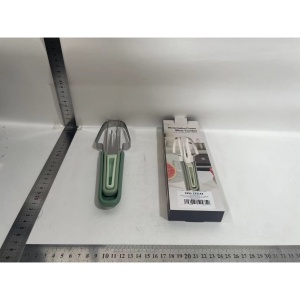 Accesoriu pentru Decojire Pepene, Legume si Fructe, Flippy, Multifunctional, cu 3 Parti, Otel Inoxidabil, Verde - Img 2