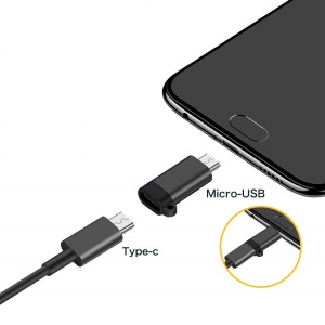 Adaptor Type C (mama) to micro USB (tata) cu Agatatoare Breloc inclusa, 2.5 cm lungime, Negru - Img 6