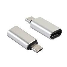 Adaptor Type C (mama) to micro USB (tata) cu Agatatoare Breloc inclusa, Argintiu - Img 1