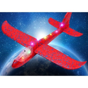 Avion Planor cu Pilot, Flippy, Din Polistiren, Cu Lumini pe Toata Lungimea, 47 cm, Rosu - Img 4