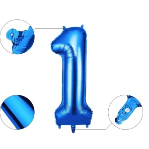 Balon din Folie Flippy, Cifra 1, 81 cm, Pentru Aer sau Heliu, Bulk, Albastru - Img 4