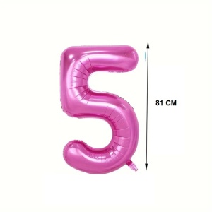 Balon din Folie Flippy, Cifra 5, 81 cm, Pentru Aer sau Heliu, Bulk, Mov - Img 2
