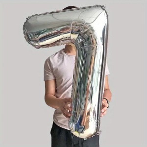Balon din Folie Flippy, Cifra 7, 81 cm, Pentru Aer sau Heliu, Bulk, Argintiu - Img 3