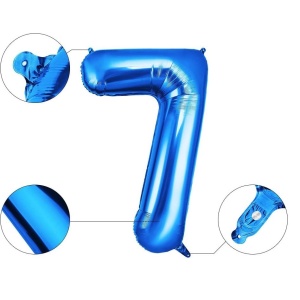Balon din Folie Flippy, Cifra 7, 81 cm, Pentru Aer sau Heliu, Bulk, Albastru - Img 3