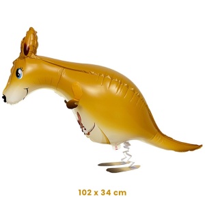 Balon din Folie Metalizata, Flippy, Figurina Animata, Model Cangur, 102x34 cm, Ambalaj Individual, Pai Inclus, Umflare cu Aer sau Heliu, Maro - Img 2