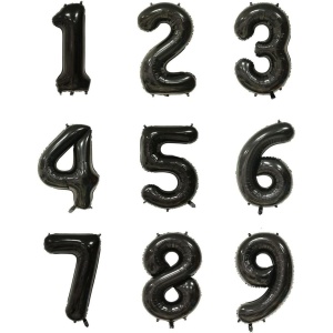 Balon din Folie Metalizata, Flippy, Figurina Cifra, Tema Aniversare 100 cm, Ambalaj Individual, Pai inclus, Umflare cu Aer sau Heliu, Negru, Cifra 4 - Img 2