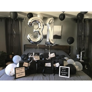 Balon din Folie Metalizata Flippy, Figurina Cifra, Tema Aniversare 40 cm, Ambalaj Individual, Pai inclus, Umflare cu Aer sau Heliu, Argintiu, Cifra 3 - Img 3