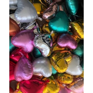 Balon din Folie Metalizata, Flippy, Figurina Inimioara, Model Simplu, Tematica Iubire, 40 cm, Ambalaj Individual, Pai Inclus, Umflare cu Aer sau Heliu, Auriu - Img 2