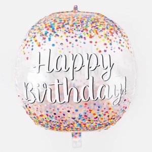 Balon din Folie Metalizata, Flippy, Figurina Rotunda 4D, Model Happy Birthday, Tema Aniversare, 24 x 63 cm, Ambalaj Individual, Pai inclus, Umflare cu Aer sau Heliu, Maro - Img 4