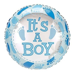 Balon din Folie Metalizata, Flippy, Figurina Rotunda, Model It's a Boy, Tema Gender Reveal, 45 cm, Ambalaj Individual, Pai Inclus, Umflare cu Aer sau Heliu, Albastru - Img 2
