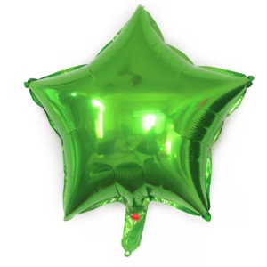 Balon din Folie Metalizata, Flippy, Figurina Stea, Model Simplu, Tematica Aniversare, 40 cm, Ambalaj Individual, Pai Inclus, Umflare cu Aer sau Heliu, Verde - Img 4