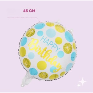 Balon din Folie Metalizata, Flippy, Figurine, Model 5, Happy Birthday, Tematica Aniversare, 45 cm, Ambalaj Individual, Pai Inclus, Umflare cu Aer sau Heliu, Multicolor - Img 4