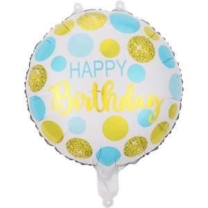 Balon din Folie Metalizata, Flippy, Figurine, Model 5, Happy Birthday, Tematica Aniversare, 45 cm, Ambalaj Individual, Pai Inclus, Umflare cu Aer sau Heliu, Multicolor - Img 1