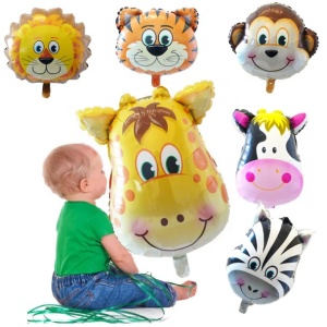 Balon din Folie Metalizata, Flippy, Mini Figurine Animalute, Model Girafa, Tematica Aniversare, 32x45 cm, Ambalaj Individual, Pai Inclus, Umflare cu Aer sau Heliu, Multicolor - Img 7